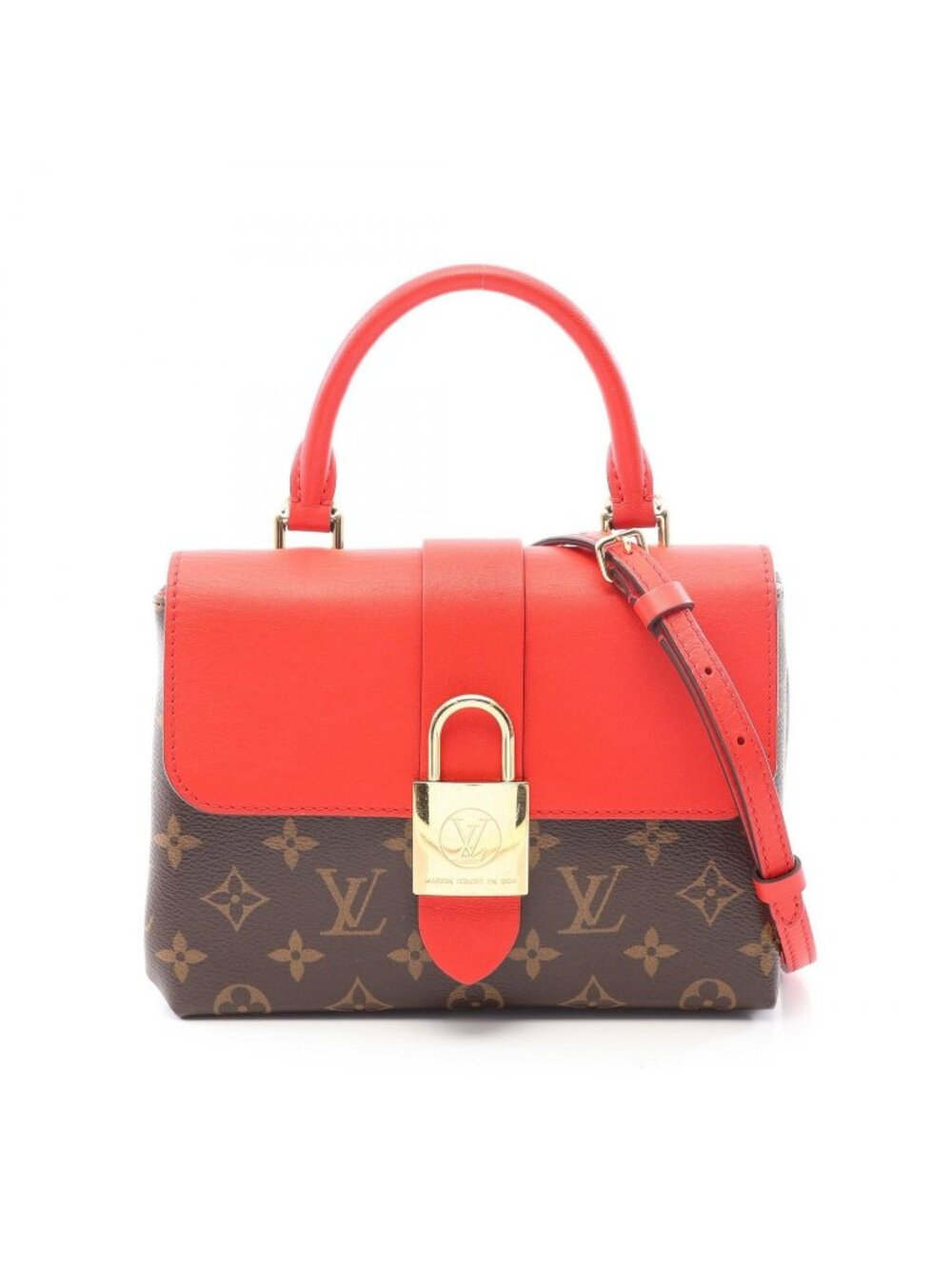 Louis Vuitton Handbag Locky BB Monogram Coquelicot 2-Way Cerise Leather